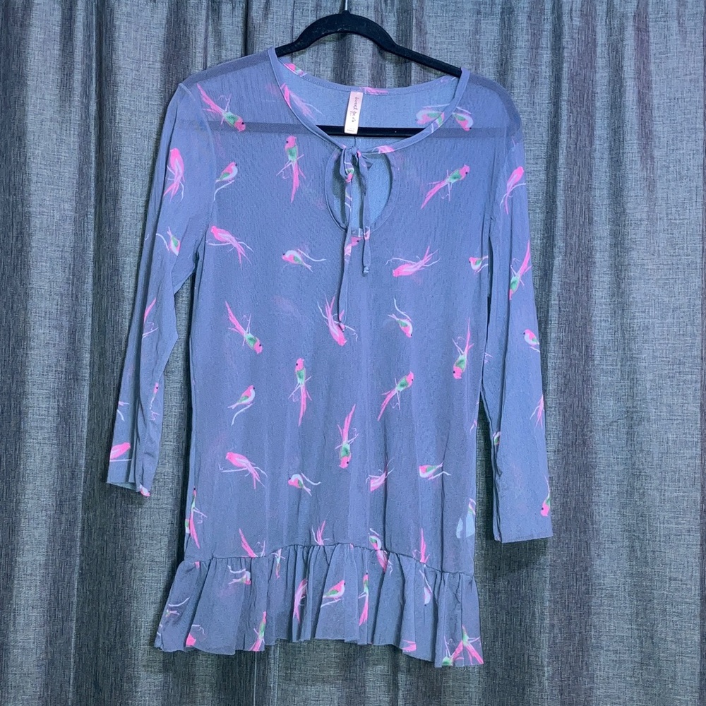 Sweet Pea Gray and Pink Floral Tunic